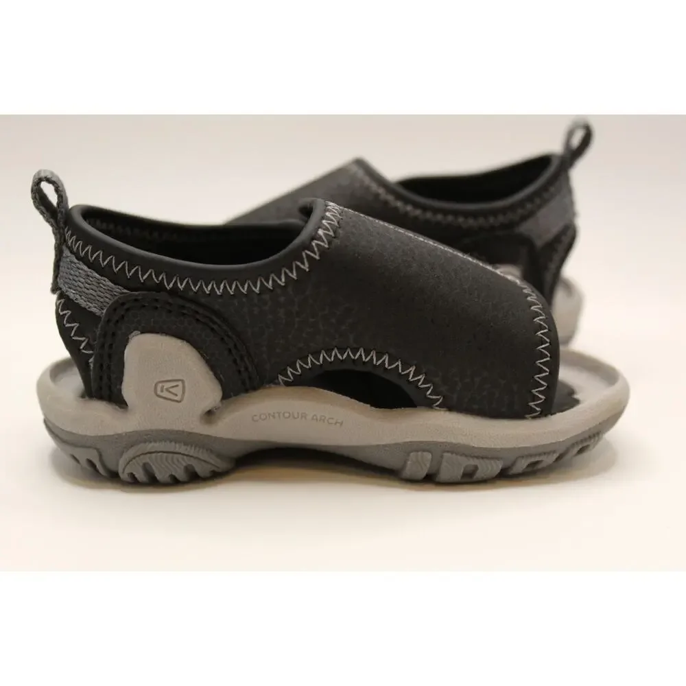 KEEN Knotch River Open Toe Toddler Sandal Size 4 Black Gray Water Shoes Washable